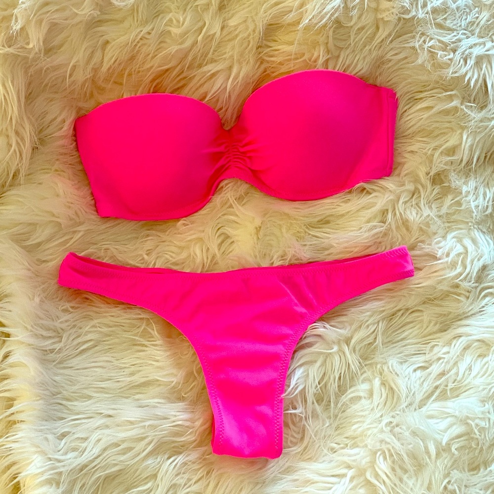 Pink Victoria Secret push up itsy cheeky bikini